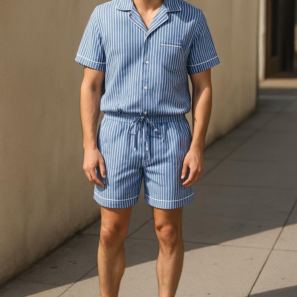 Striped Pyjama Shorts Set